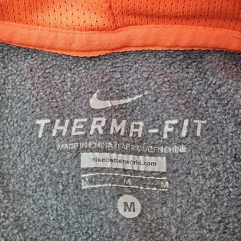 Nike Women's Therma-Fit Hoodie Medium Gray Neon Orange Just Do It Pullover